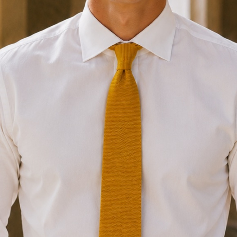 Altea Marigold Textured Silk Tie | Handmade in Italy